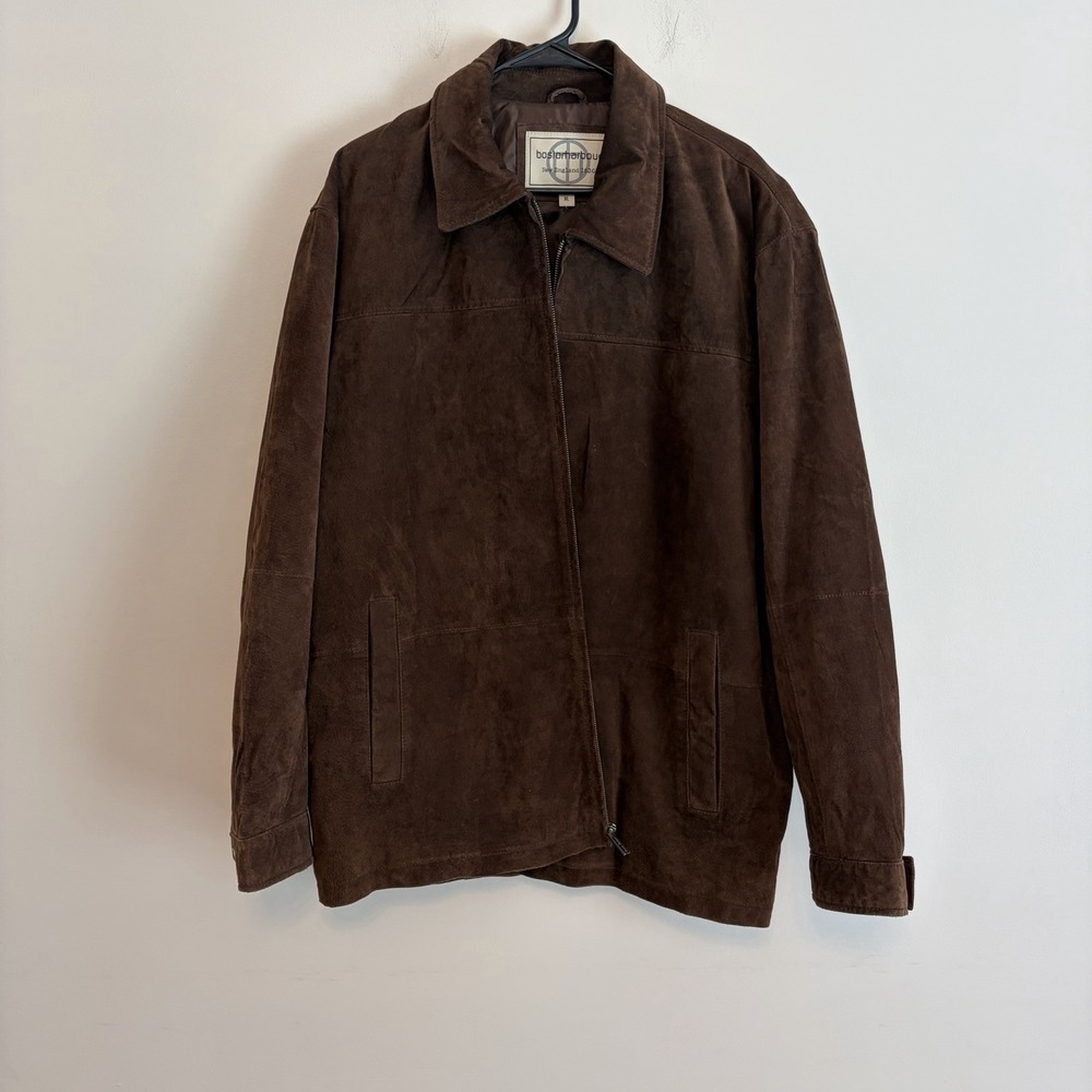 Boston Harbour XL Brown Suede Genuine Leather Jacket Coat Men's Outdoor Wear EUC